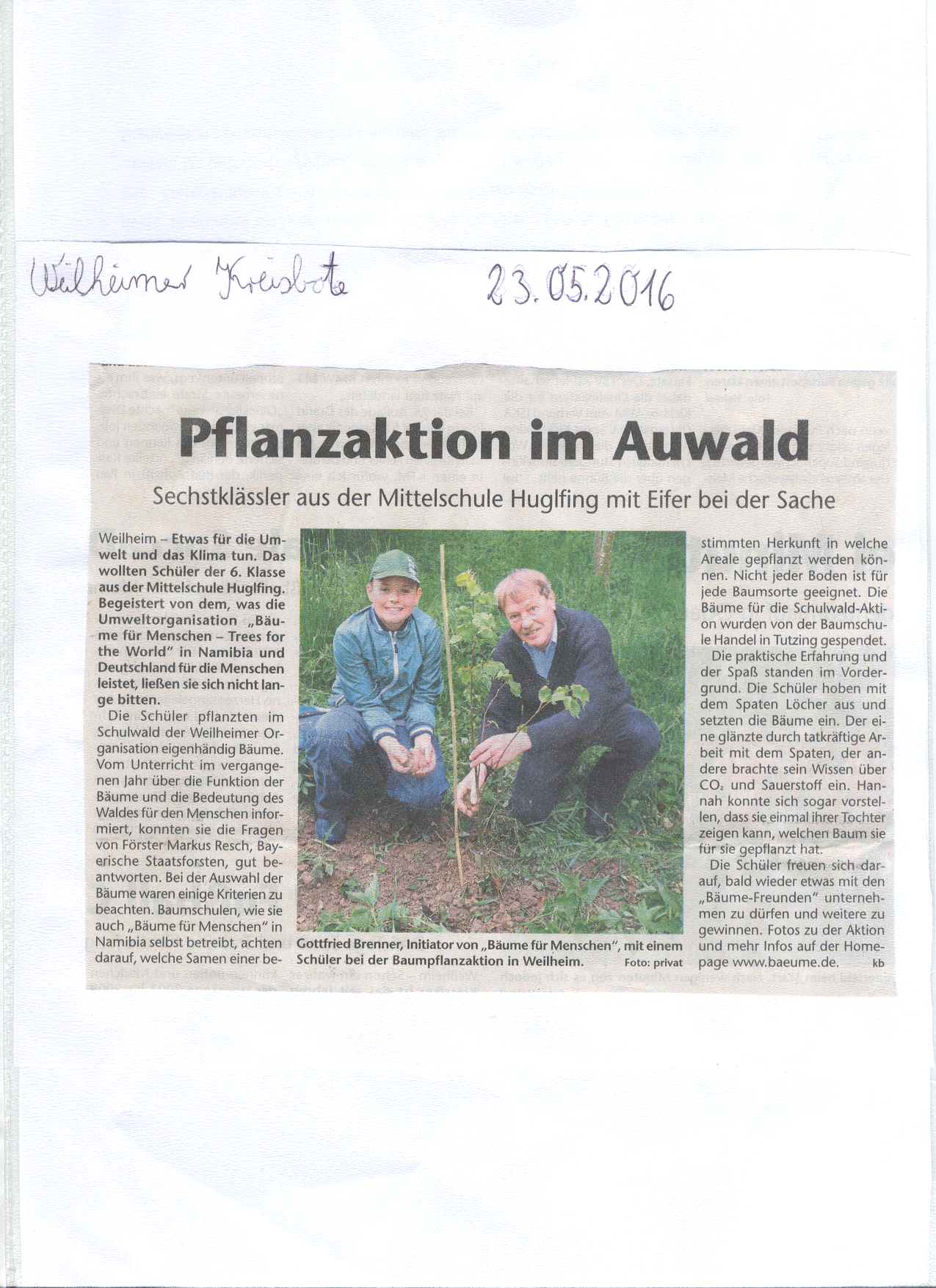 Pflanzaktion im Auwald Kreisbote 23.05.2016